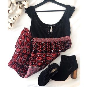 EUC Free People Coachella Red Multi Fabric Dress 6